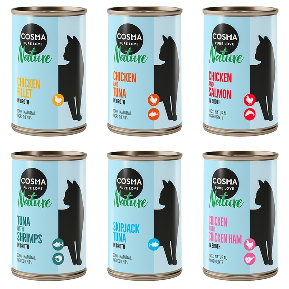Gemischtes Probierpaket Cosma Nature - 6 x 140 g (3 Sorten - Paket 2)