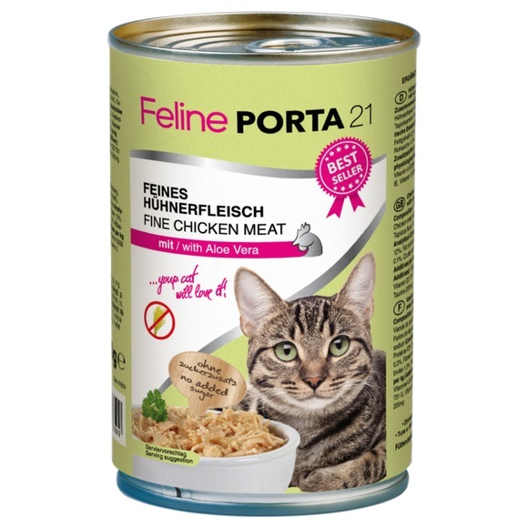 Feline Porta 21 Katzenfutter 6 x 400 g - Hühnerfleisch mit Aloe