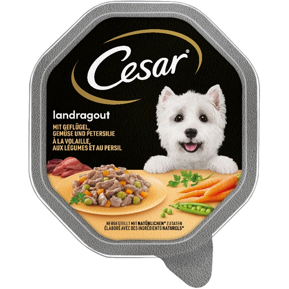 Megapack Cesar Schale 28 x 150 g - Landküche mit Geflügel und Gemüse in Sauce