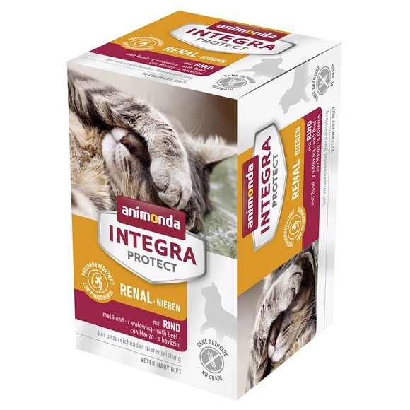 Sparpaket: 12 x 100 g Animonda Integra Protect Adult Niere Schale - mit Rind