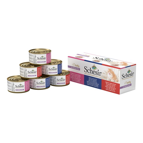 Mixpack Schesir Natural mit Reis Dose 6 x 85 g - 3 Sorten