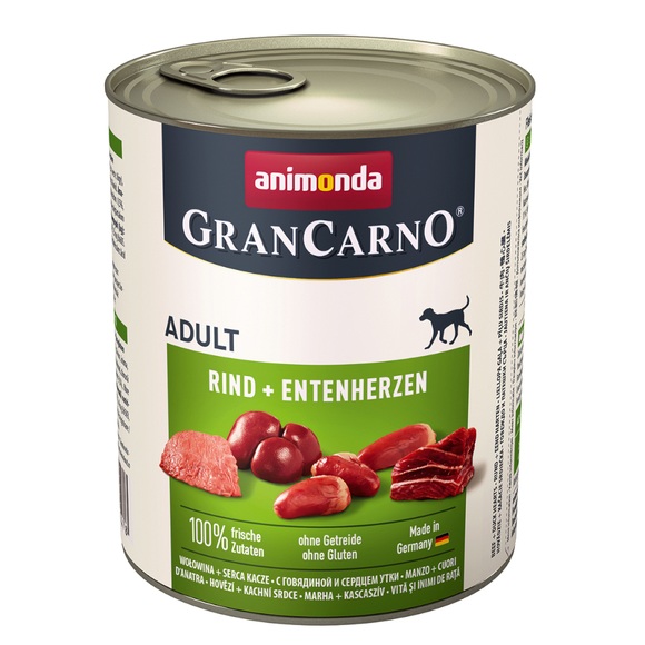 20 + 4 gratis! 24 x 800 g Animonda GranCarno Original - Rind & Entenherzen