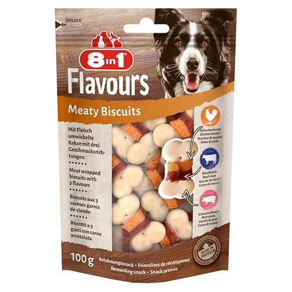 8in1 Hundesnacks Flavours Meaty Biscuits 100g