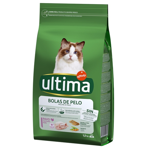 Ultima Cat Hairball - Truthahn & Reis - 4,5 kg (3 x 1,5 kg)