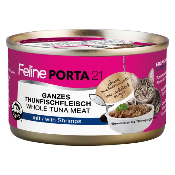 Feline Porta 21 Katzenfutter 6 x 90 g - Thunfisch mit Shrimps