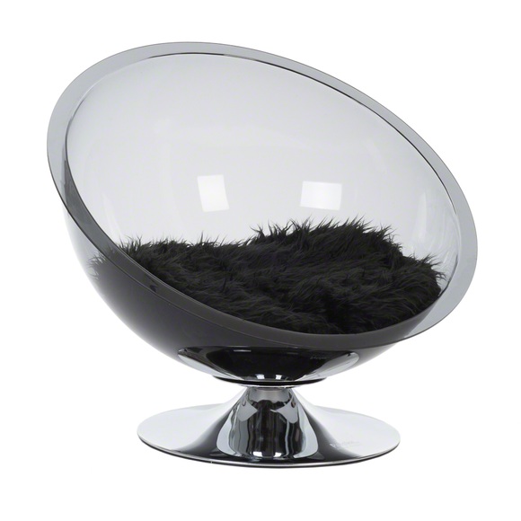 Retro Pet Nest Grey - Ø 60 cm grau-transparent / schwarz
