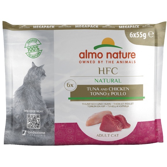 Sparpaket Almo Nature HFC Natural Pouch 24 x 55 g - Thunfisch & Huhn