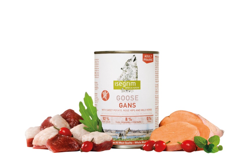 Sparpaket Isegrim Adult 24 x 400 g - Gans mit Süsskartoffeln, Hagebutten & Wildkräutern