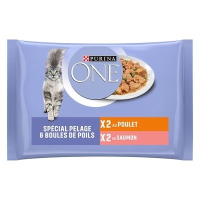 Sparpaket Purina ONE Junior 12 x 85 g - Coat & Hairball Huhn und Lachs