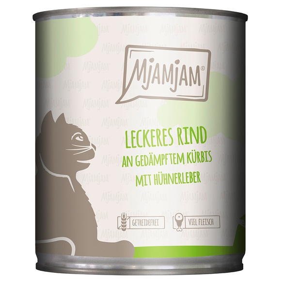 MjAMjAM 6 x 800 g - leckeres Rind an gedämpftem Kürbis