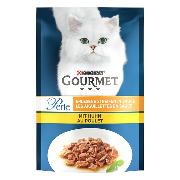 Sparpaket: Gourmet Perle 48 x 85 g - Erlesene Streifen mit Huhn