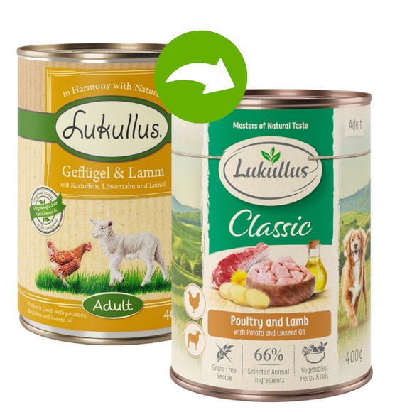 Sparpaket Lukullus Naturkost 24 x 400 g - Adult Rind & Truthahn (getreidefrei)