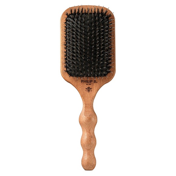 Philip B Paddle Hair Brush (maniglia stampata a laser in mogano luc...