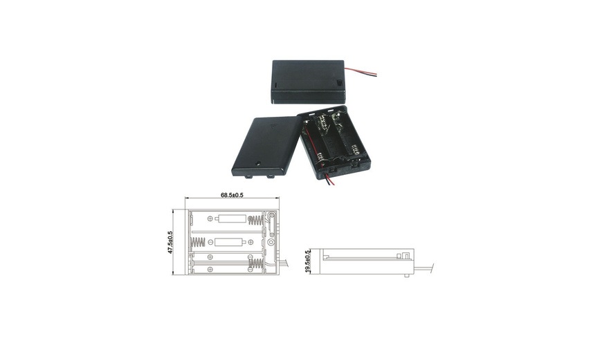 Goobay 12445 Batteriebox 3x Mignon (AA) Kabel (L x B x H) 68.5 x 48 x 18.7 mm