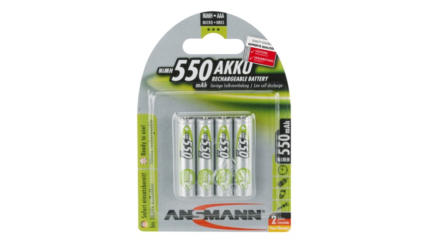 NiMH Micro (AAA) Akku mit 550 mAh und maxE Technologie - 4 Stück