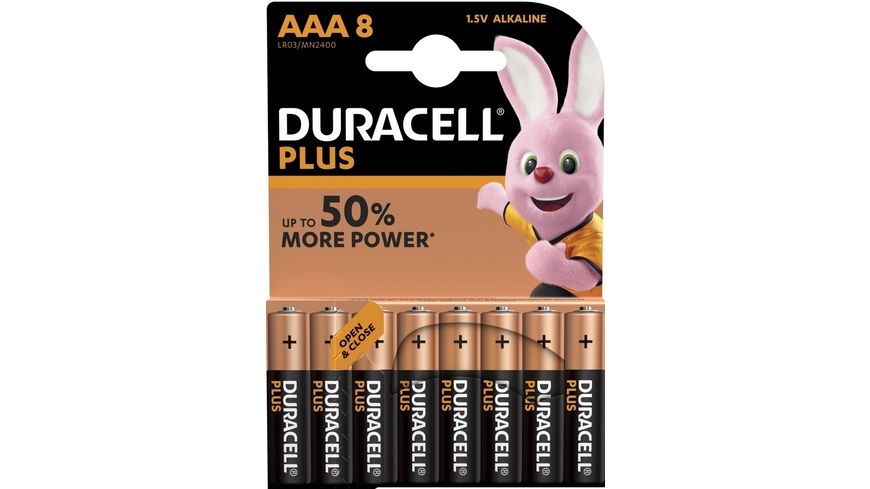 Duracell Plus Power Alkaline-Batterie MN 2400 Micro, 1,5 V, 8er-Pack