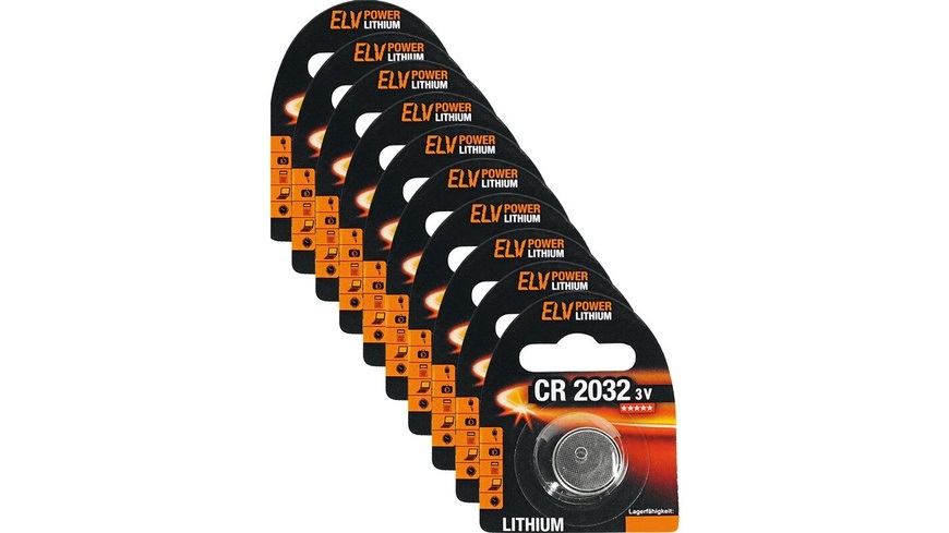 ELV Power Lithium-Knopfzelle CR 2032, 10er Pack