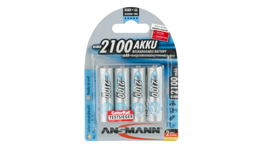 Premium NiMH Mignon (AA) Akku mit 2100 mAh und maxE Technologie - 4 Stück