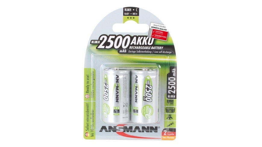 NiMH Baby C Akku mit 2500 mAh und maxE Technologie - 2 Stück