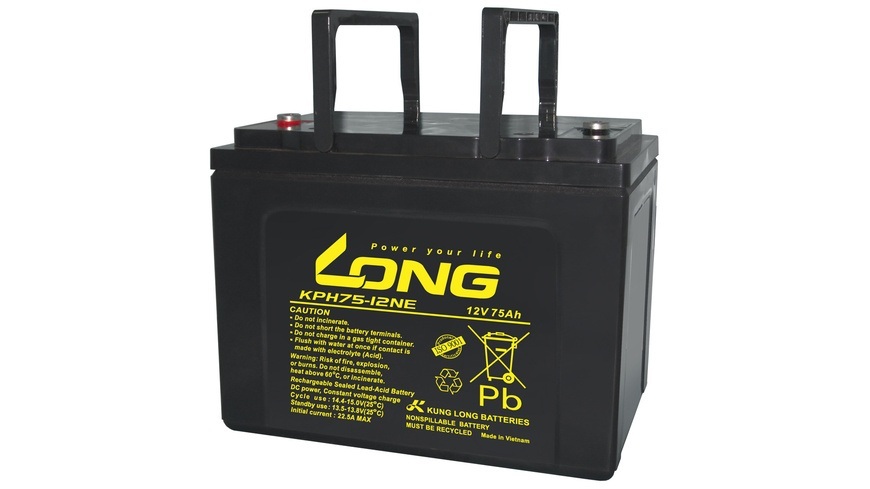 Kung Long Blei-Vlies-Akku KPH75-12NE, 12 V, 75 Ah, zyklenfest
