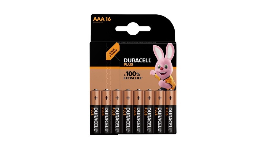 Duracell Plus-AAA CP16 Micro (AAA)-Batterie Alkali-Mangan 1.5 V 16 St.