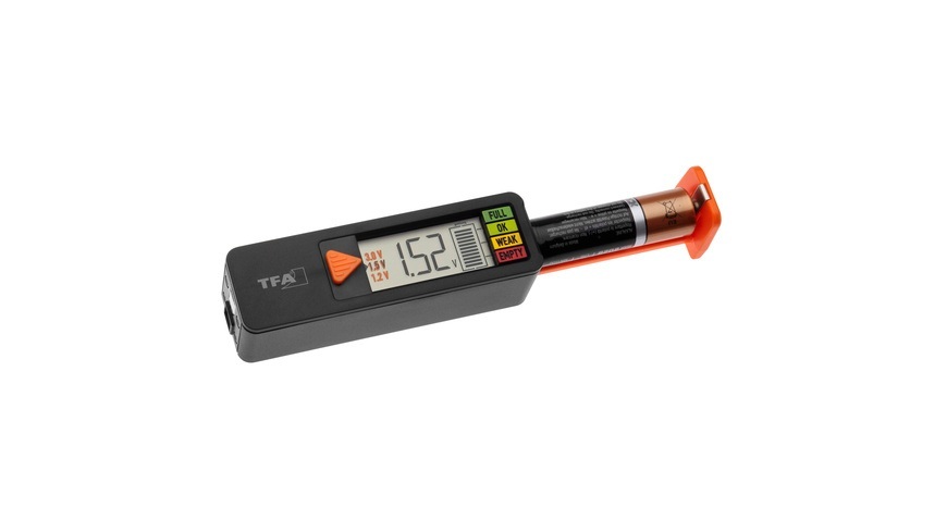 TFA Dostmann Batterietester Batterietester BatteryCheck Messbereich (Batterietester) 1,2 V, 1,5 V, 3 V, 9 V Akku,