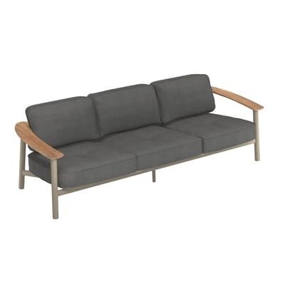 Gartensofa 3-Sitzer Twins metall beige Holz & Metall / L 241,5 cm - Emu beige en metall