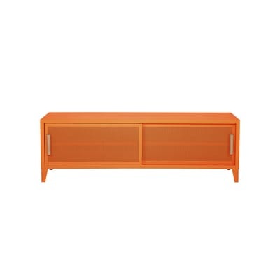 B2 Bas Perforé TV Möbel / 120 x H 51 cm - Griffe aus Eiche - Tolix orange en metall