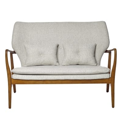 Peggy Sofa / 2-Sitzer - L 124 cm - Pols Potten weiß/beige/holz natur en textil/holz