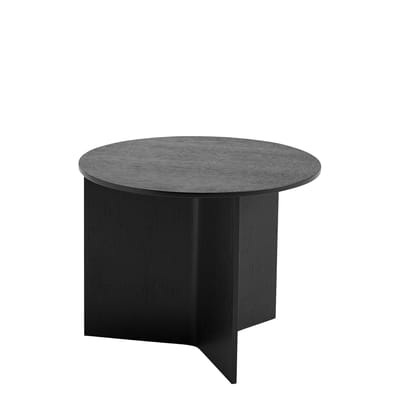 Slit Wood Beistelltisch / Niedrig - Ø 45 x H 35,5 cm / Holz - Hay schwarz en holz