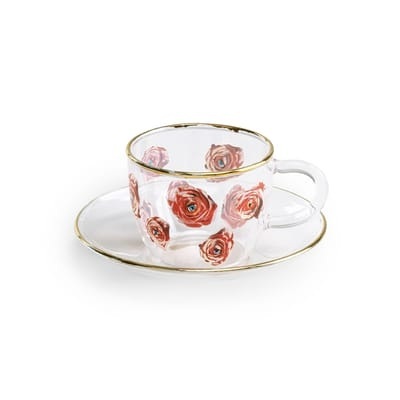 Toiletpaper - Roses Kaffeetasse - Seletti bunt en glas