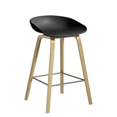Barhocker About a ECO AAS32 plastikmaterial schwarz holz natur / H 64 cm - Recycling-Kunststoff / EU Ecolabel - Hay schwarz en plastikmaterial