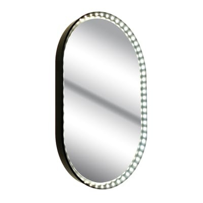 Vanity Oval S Wandleuchte / Spiegel - LED - H 48 cm - Le Deun schwarz en metall/glas