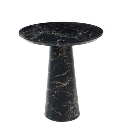 Disc Runder Tisch / Ø 70 x H 75 cm - Kunstharz in Marmor-Optik - Pols Potten schwarz en plastikmaterial/holz/stein