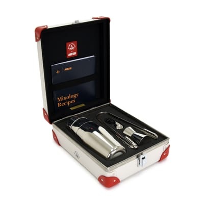 Cocktailbox Globe Trotter metall / Shaker + 3 Teile - Alessi metall en metall