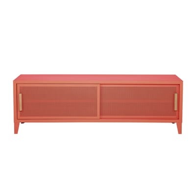 B2 Bas Perforé TV Möbel / 160 x H 51 cm - Griffe aus Eiche - Tolix orange en metall