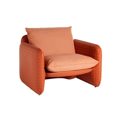 Mara Gepolsterter Sessel / Polyethylen in Ledergeflecht-Optik & Stoff - Slide orange en plastikmaterial/textil