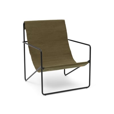 Desert Sessel / Gestell schwarz - Plastikflaschen-Recycling - Ferm Living grün en textil
