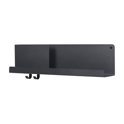 Folded Medium Regal / L 62 cm - Metall - 2 Haken + 1 Ablagefach - Muuto schwarz en metall