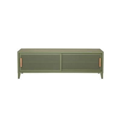 B2 Bas Perforé TV Möbel / 120 x H 51 cm - Griffe aus Eiche - Tolix grün en metall