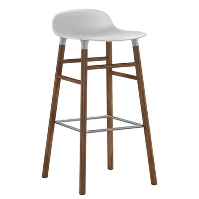 Normann Copenhagen-Form Barhocker 75cm, Weiß/Walnuss