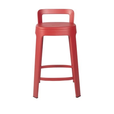 Ombra Counter Barhocker / Mit Rückenlehne - H 65 cm - RS BARCELONA rot en metall