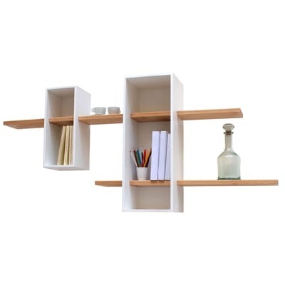 Max Regal / doppelt - 2 Boxen + 2 Regalbretter - Compagnie weiß en holz