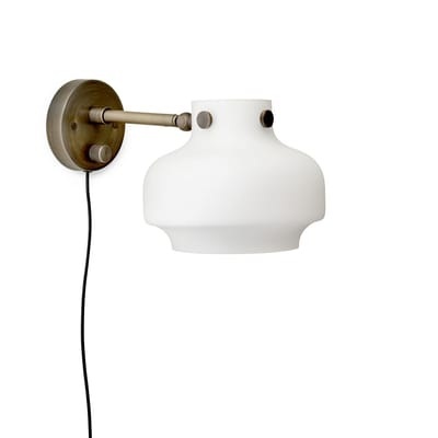 Copenhague SC16 Wandleuchte mit Stromkabel / LED - Ø 16 cm - Glas - &tradition weiß/braun/metall en metall/glas