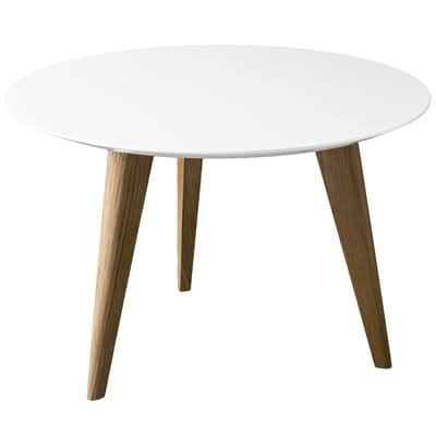 Couchtisch Lalinde Ronde weiß holz natur rund - groß, Ø 55 cm / Tischbeine aus Holz - Sentou Edition weiß en holz