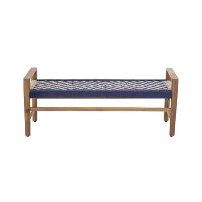 Salme Bank / Teakholz & Baumwollschnur - Bloomingville blau en textil