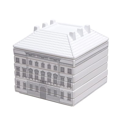 Palace - Signoria Geschirr-Set / 6 stapelbare Teller + 1 Servierplatte - Seletti weiß/schwarz en keramik