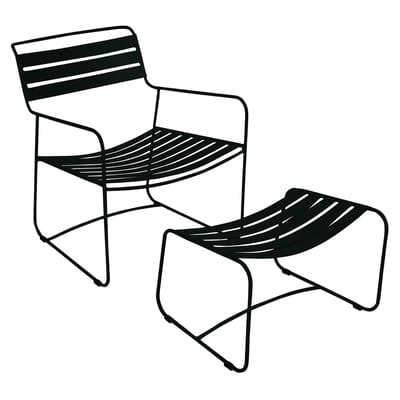 Surprising Lounger Set Sessel & Fußstütze Ensemble Sessel + Fußablage - Fermob schwarz en metall