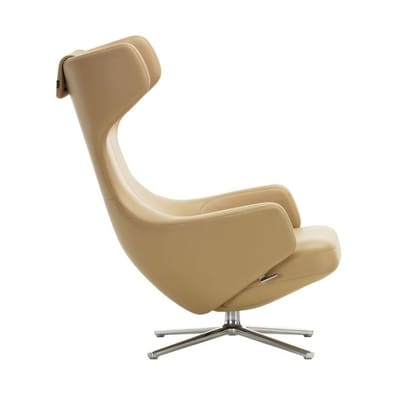 Grand Repos Gepolsterter Sessel / dreh- & & lehnbar - Leder - Vitra beige en leder