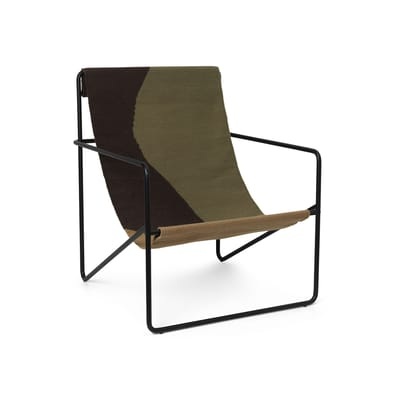 Desert Sessel / Gestell schwarz - Plastikflaschen-Recycling - Ferm Living grün en textil